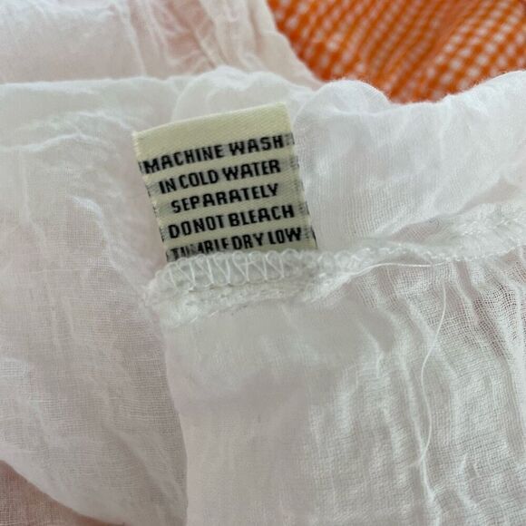 Sim & Sam Nordstrom Orange Gingham Micro Check Bare Midriff Midi Dress L - Picture 7 of 8